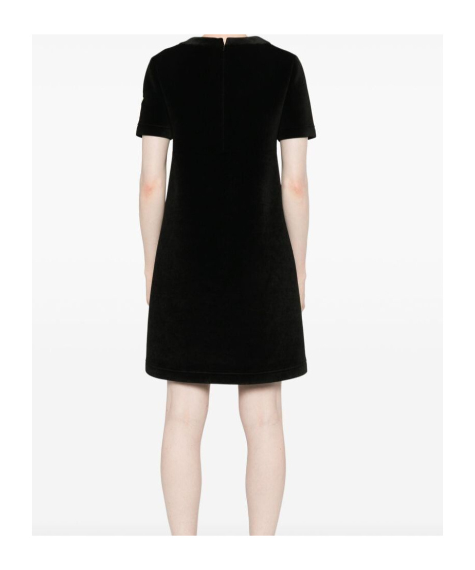 Moncler Short Sleeve Velvet Shift Dress In Black