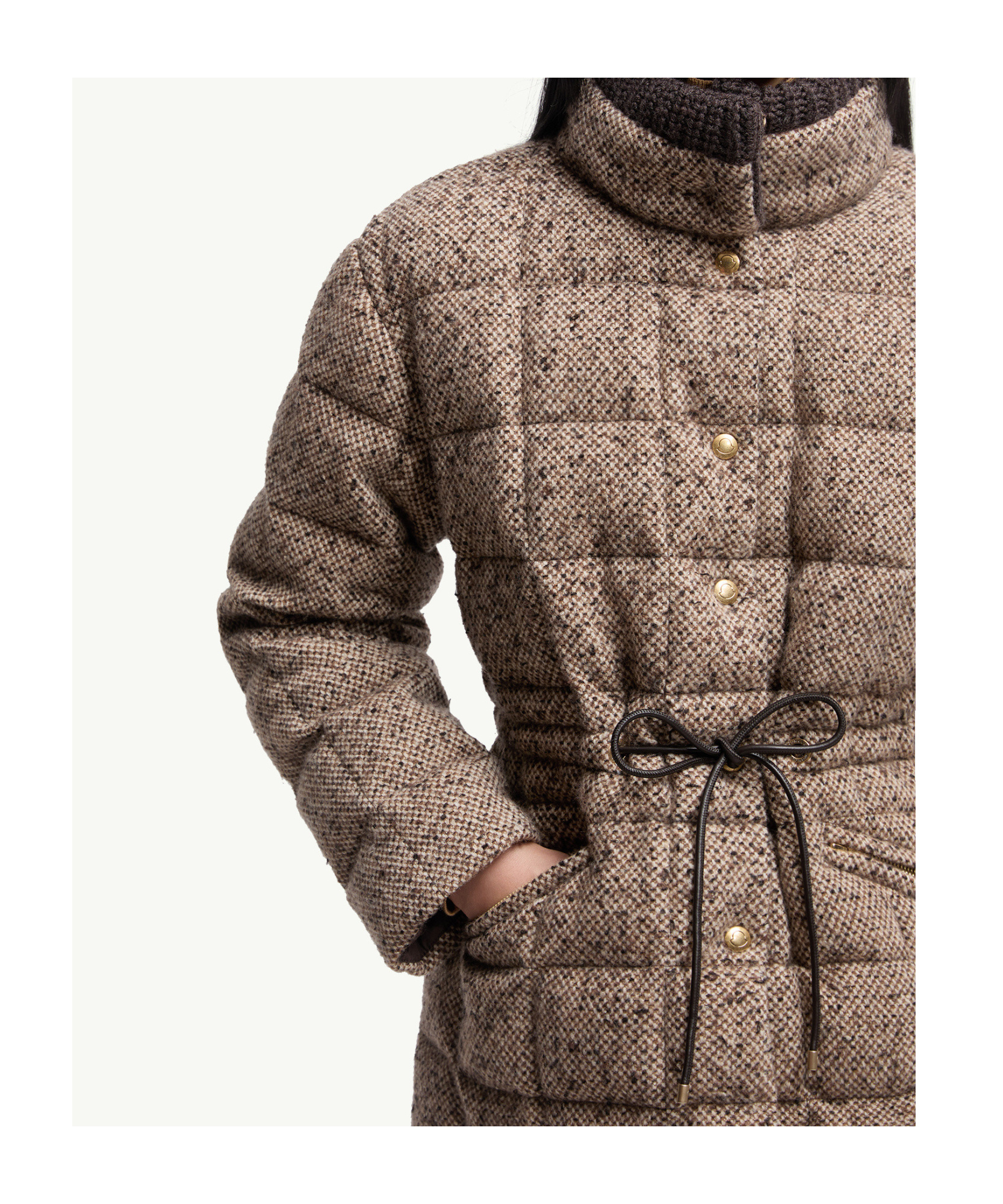 Moncler Antigony Wool Blend Short Down Jacket In Black
