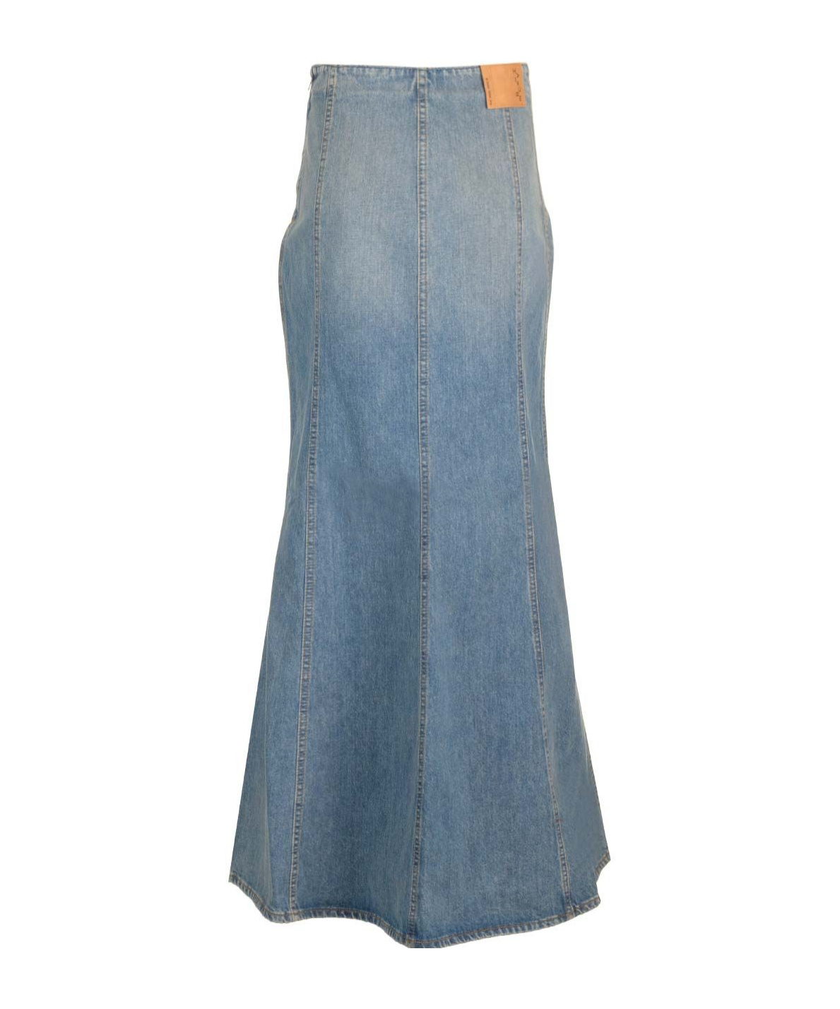 Haikure Seamed Denim Midi Skirt In Blue