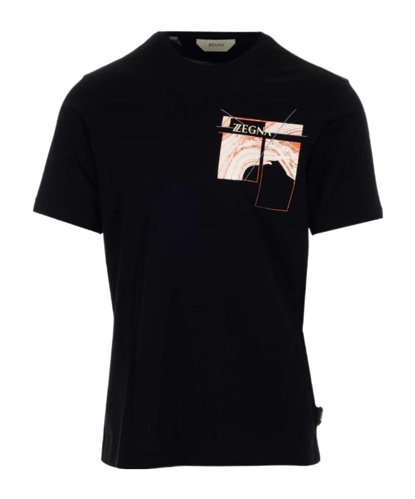Zegna Graphic-print Short-sleeve T-shirt In Black