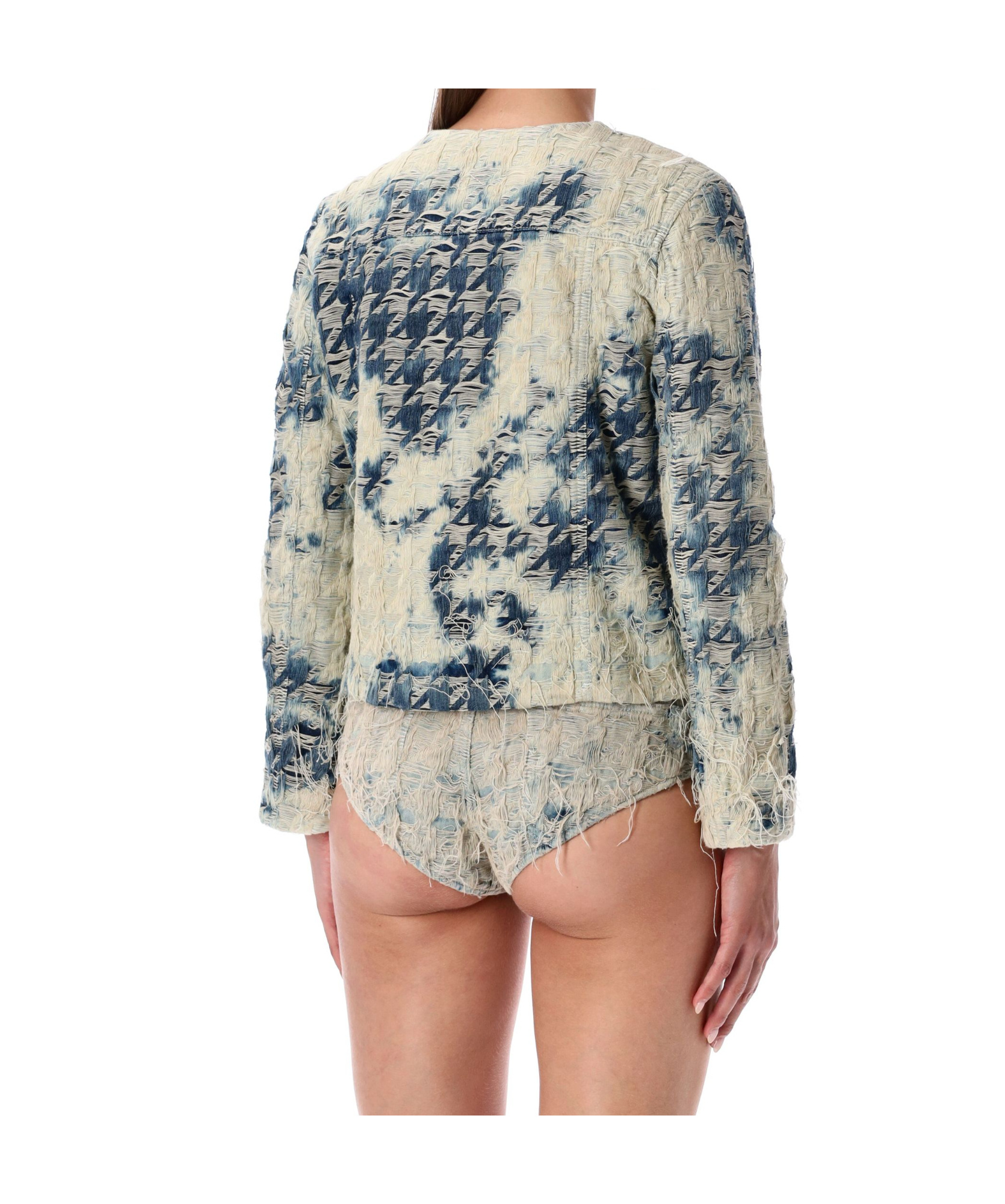 Diesel Light Blue Distressed Cotton Denim Jacket In Multi