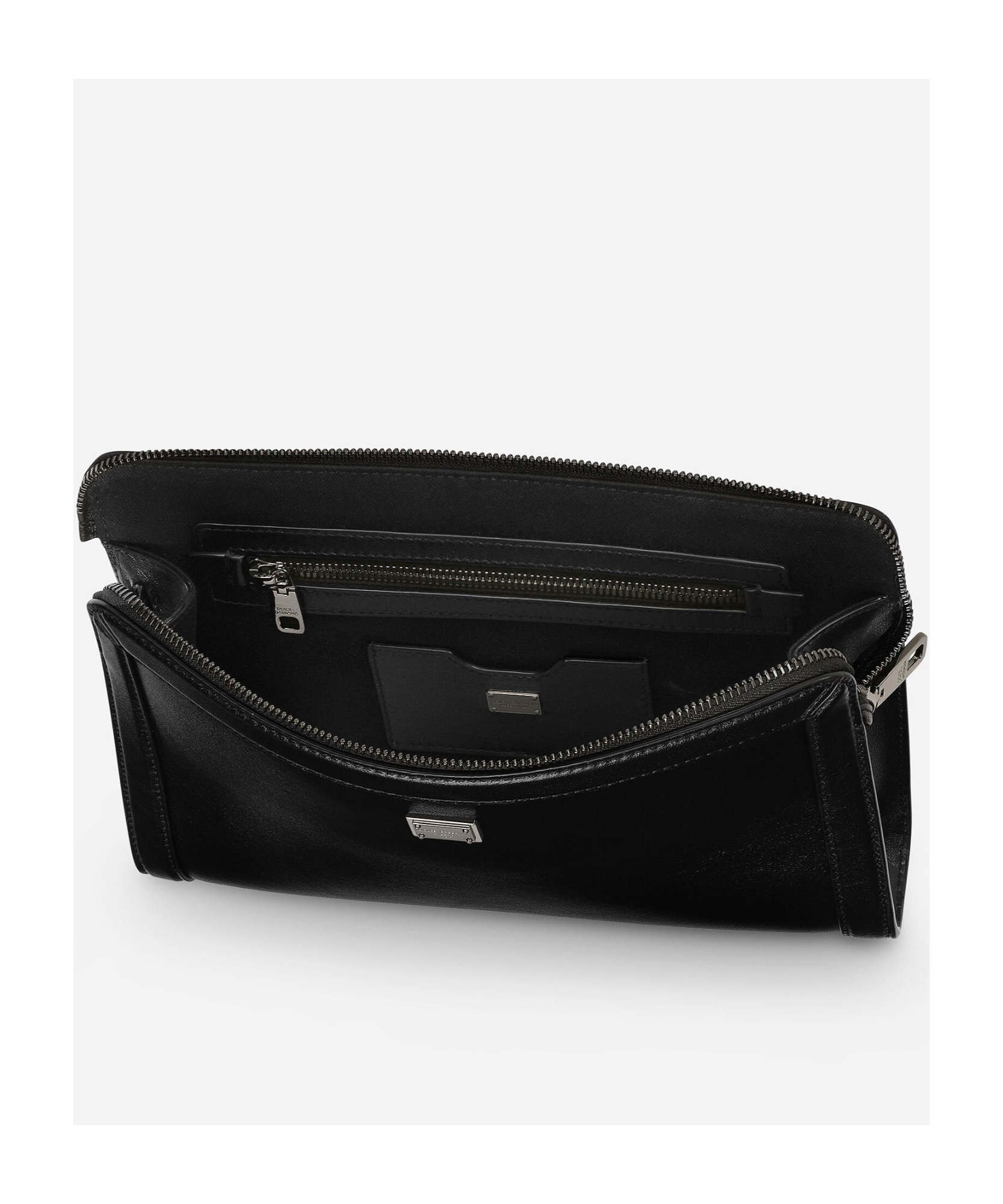 Dolce & Gabbana Black Clutch With Removable Wrist Strap And Logo Plaque On The Front In Black