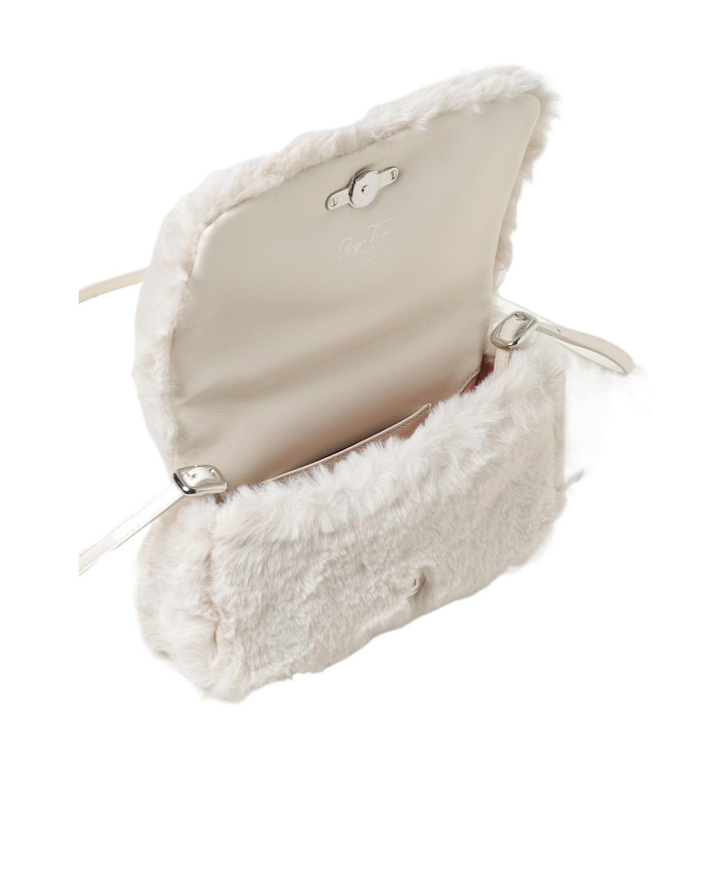 Roger Vivier Viv' Choc Phone Holder In Faux Fur In White