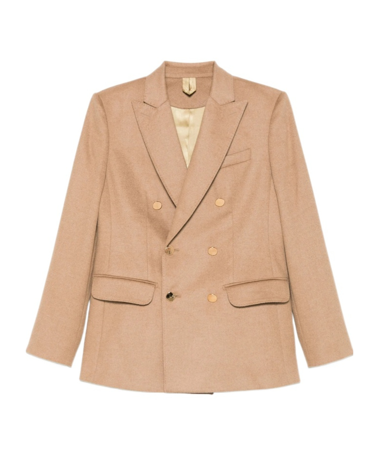 Max Mara Double-breasted Wool Jacket Back Vent In Pink