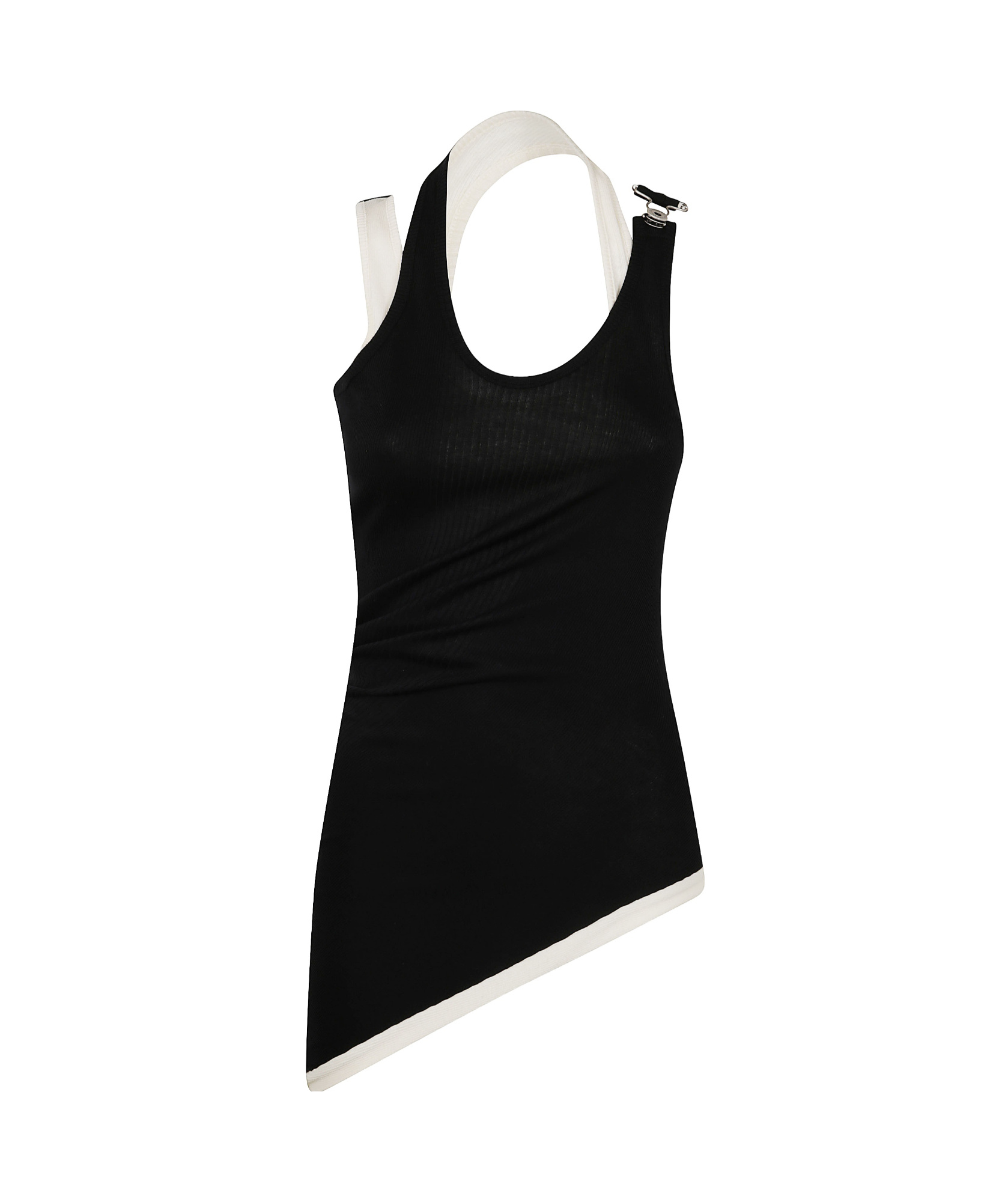 Shop Jean Paul Gaultier Black 'the Draped Double' Tank Top