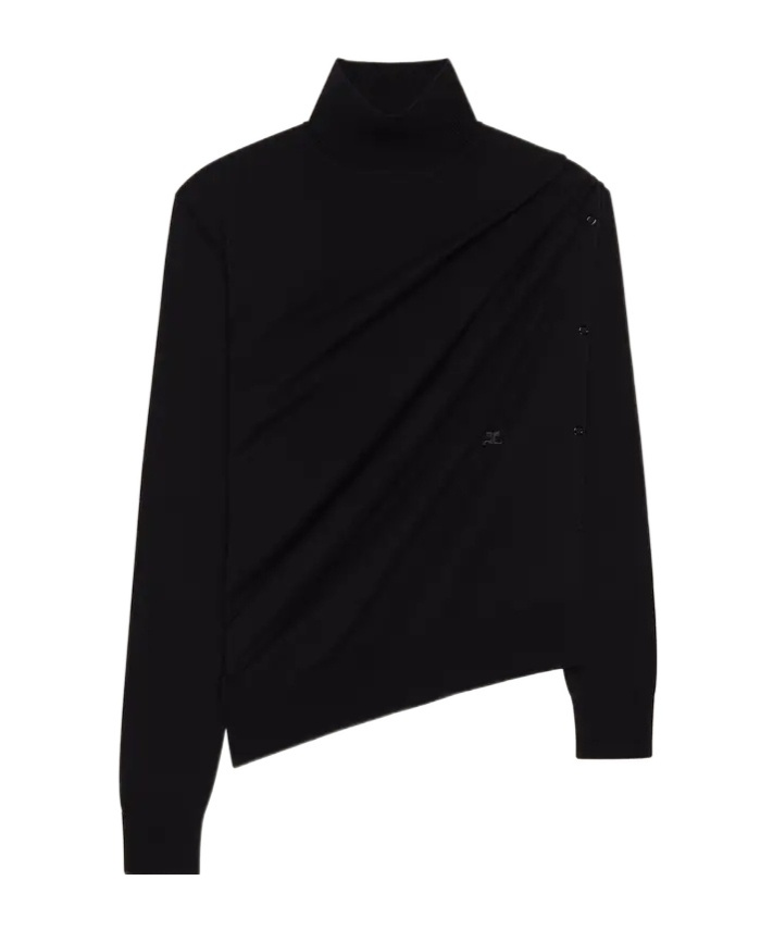 Courrèges Asymmetric Turtleneck Sweater In Black