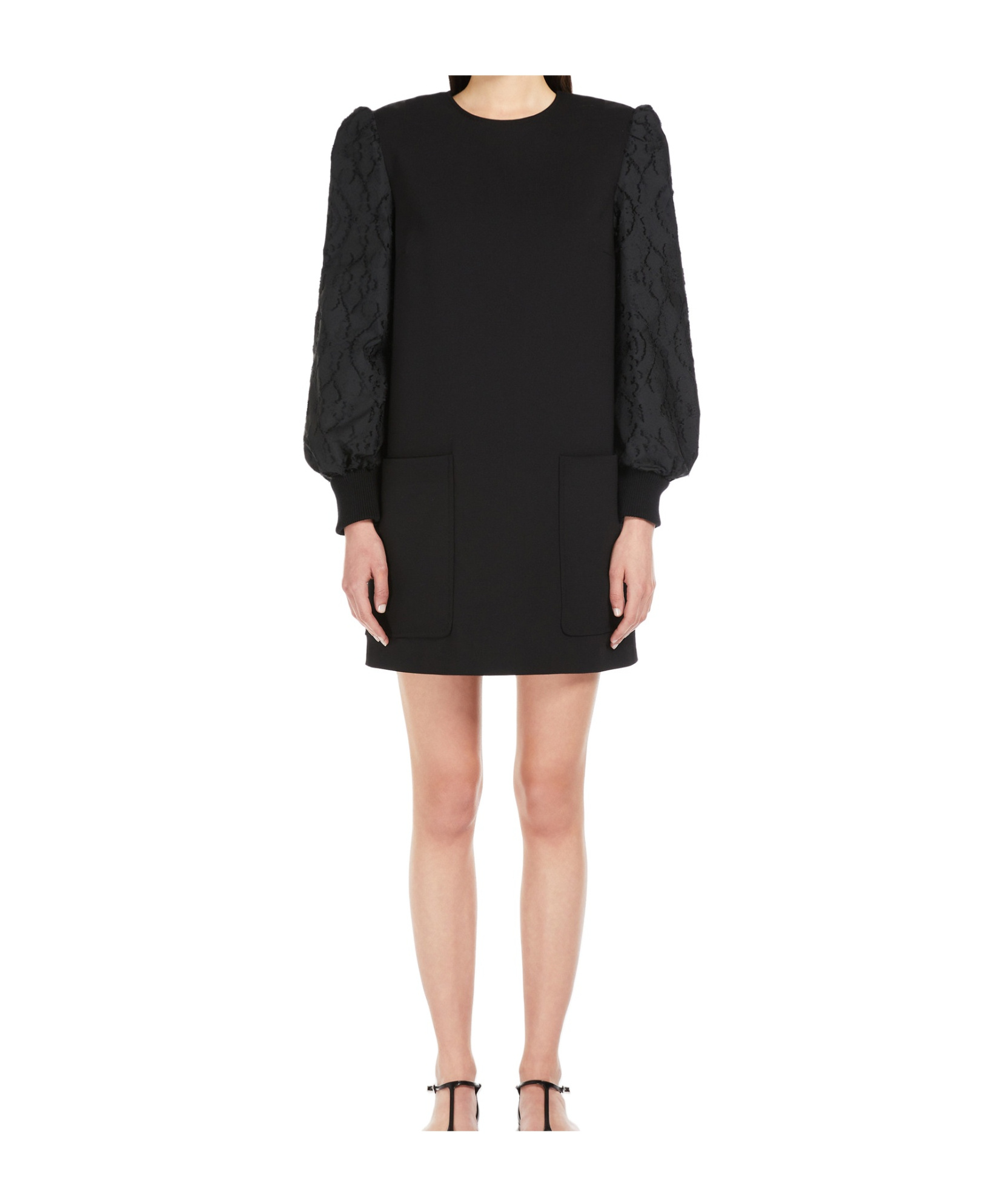 Max Mara Mini-dress In Wool And Jacquard Canvas In Black