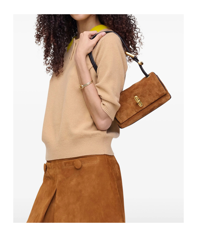 Marc Jacobs Caramel Suede The Quilted Mini Dual Shoulder Bag In Brown