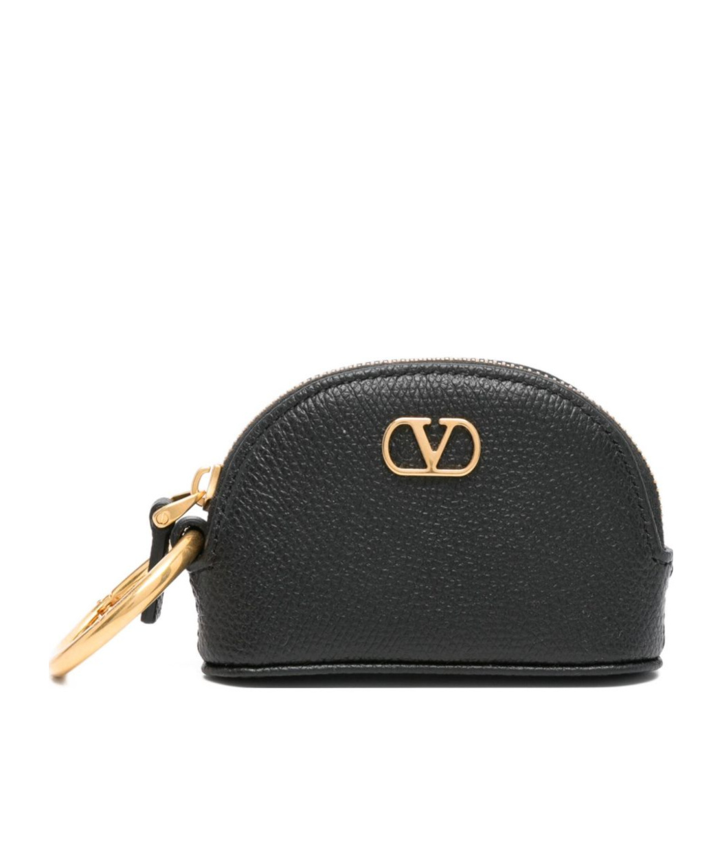 Valentino Half-moon Keyring Purse In Black