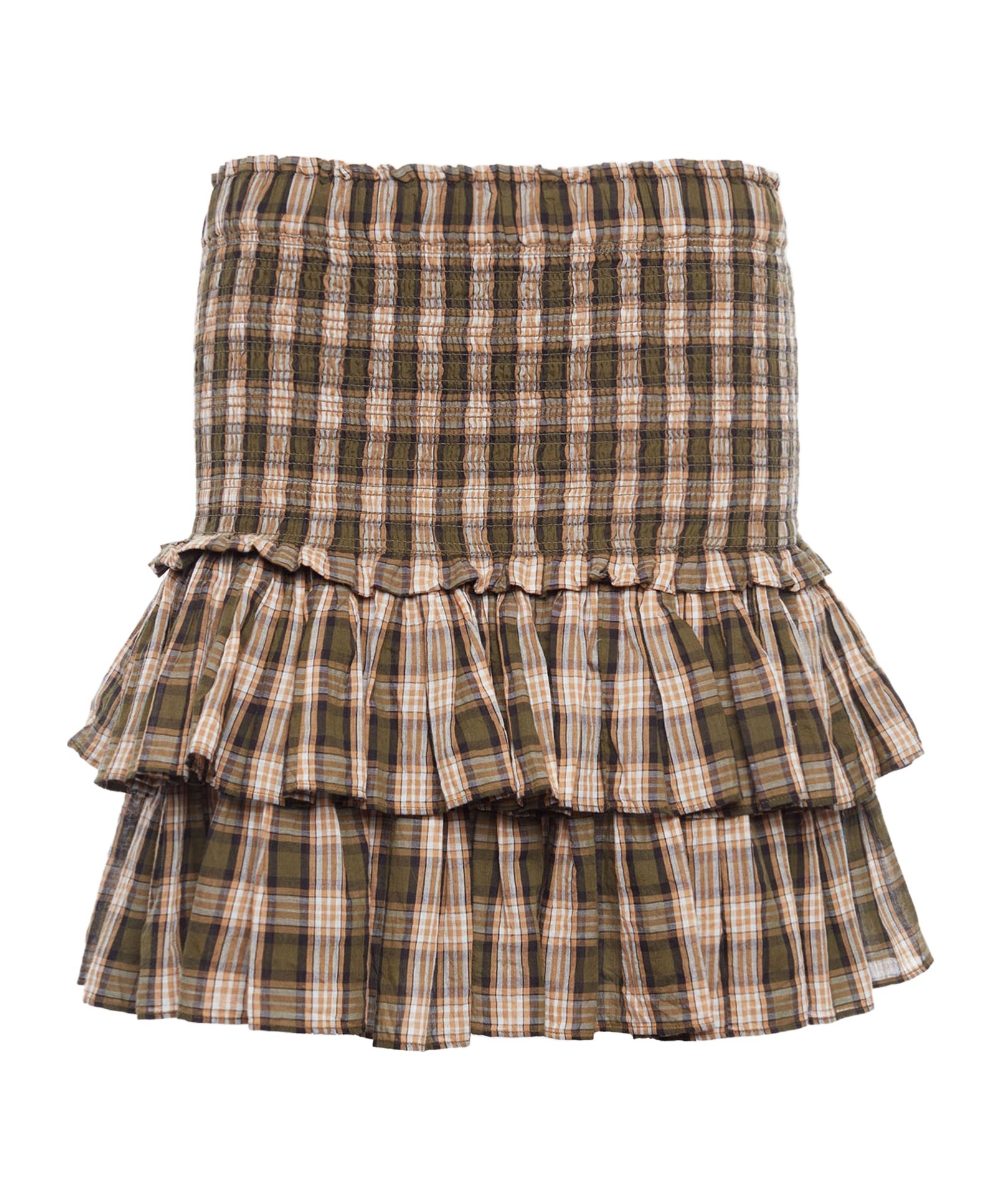 Isabel Marant Étoile Isabel Marant Etoile Womens Khaki Ochre Naomi Check-print Cotton Mini Skirt In Brown