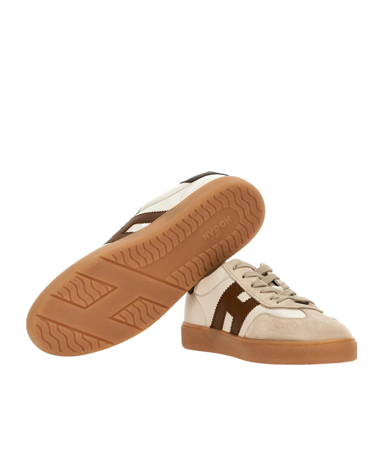 Hogan Cool Smooth And Suede Leather Sneakers Shoes In Brown