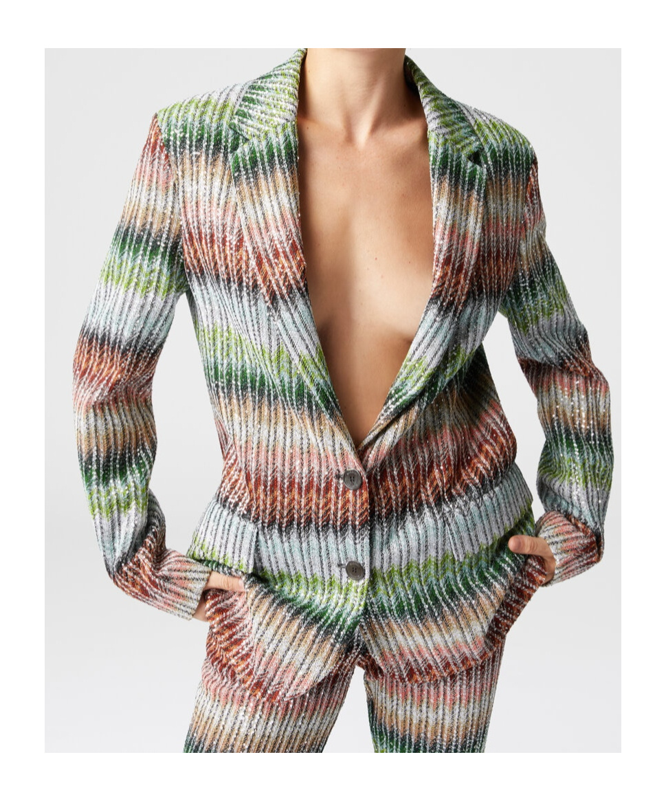 Shop Missoni Zigzag-woven Blazer In Multicolor