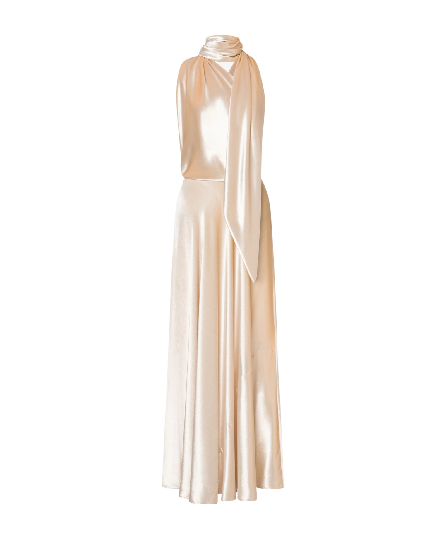 Alberta Ferretti Glossy Velvet One-shoulder Dress With Extra Fabric In Neutral