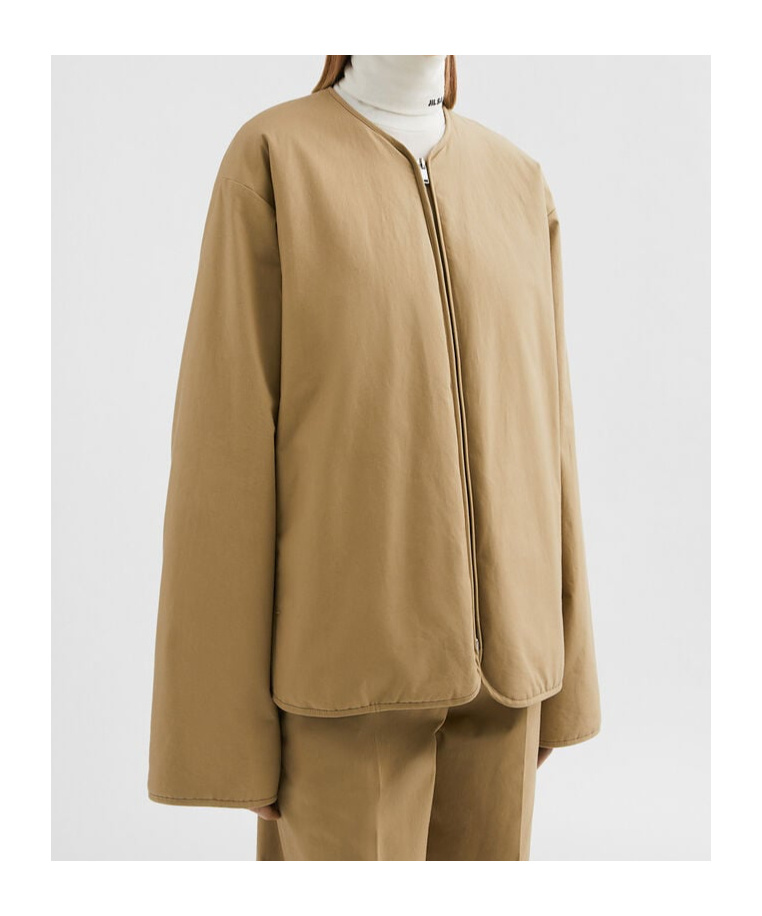 Jil Sander Logo-embroidered Jacket In Brown