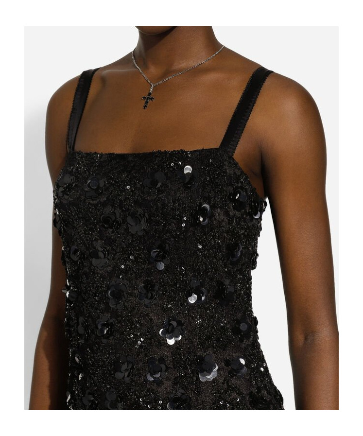 Dolce & Gabbana Short Dress With Sequin Embellishment In Black