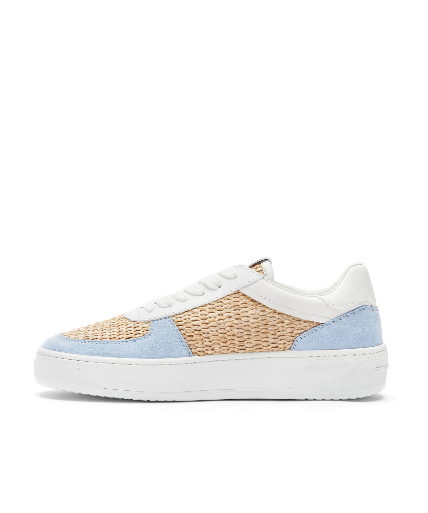 Stuart Weitzman Courtside Panelled Raffia Sneakers In White