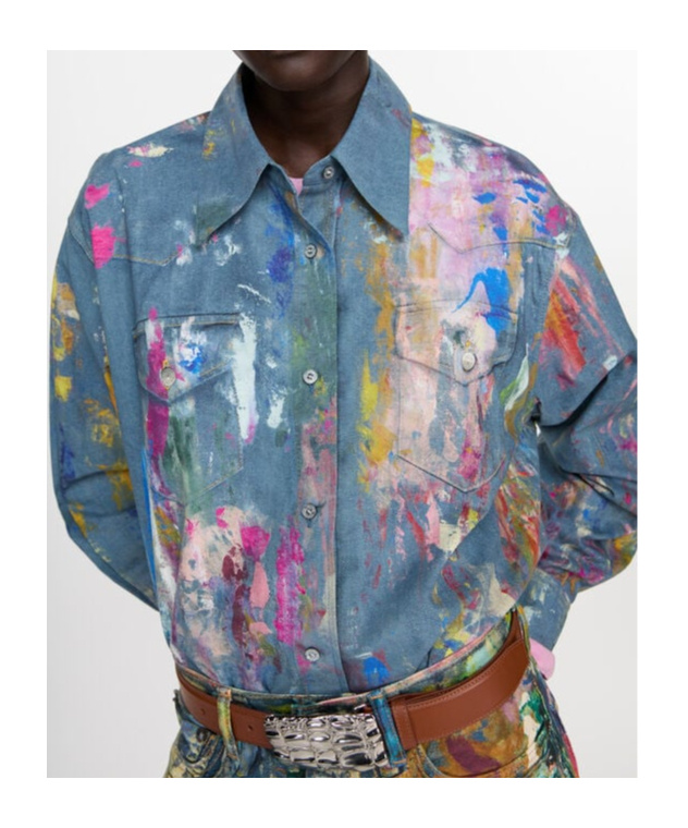 Acne Studios Paint-splatter Shirt In Blue