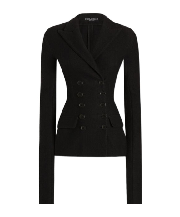 Dolce & Gabbana Double-breasted Jacket In Wool Cloth In Black