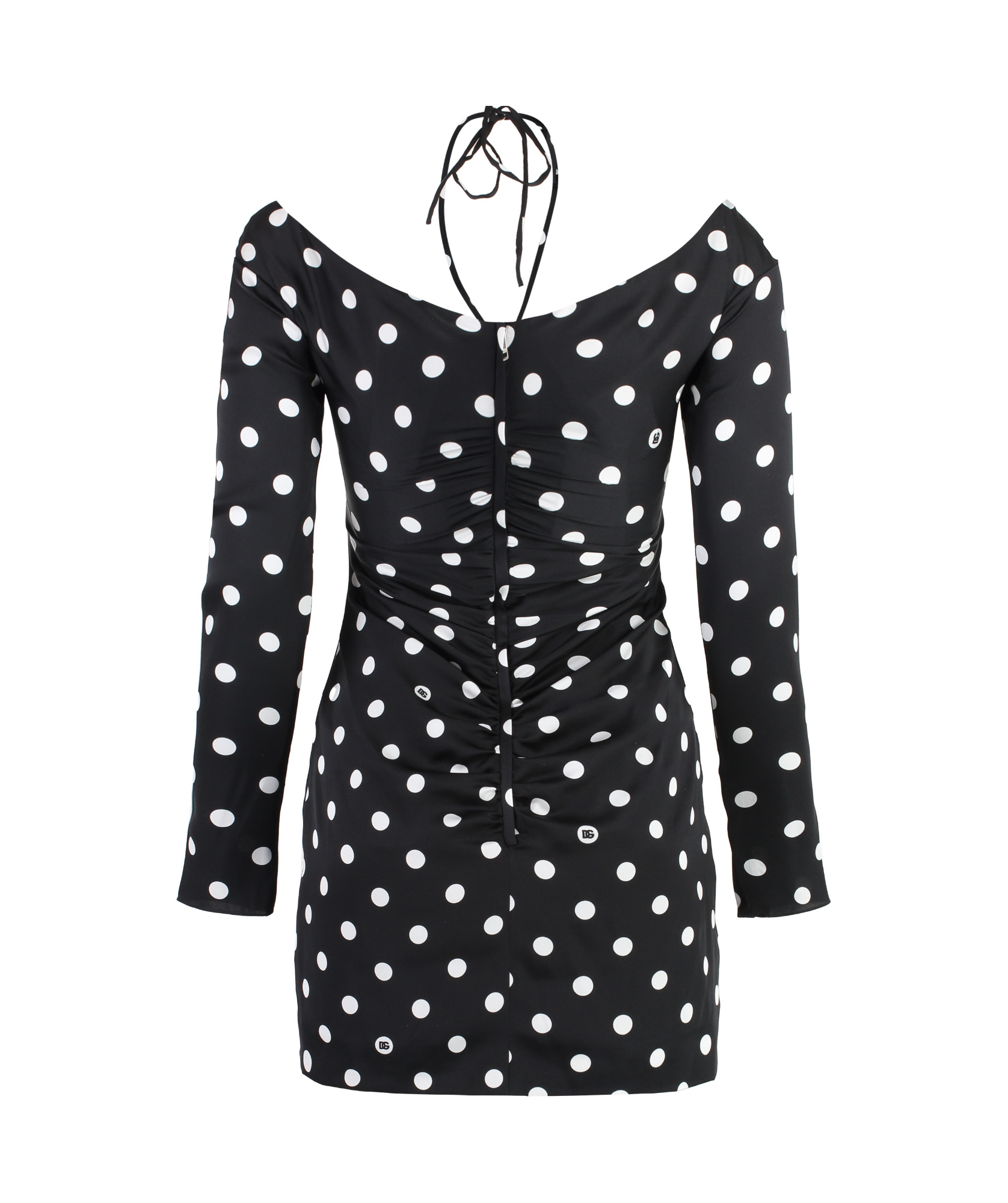Dolce & Gabbana Polka-dot Print Silk Mini Dress In Black