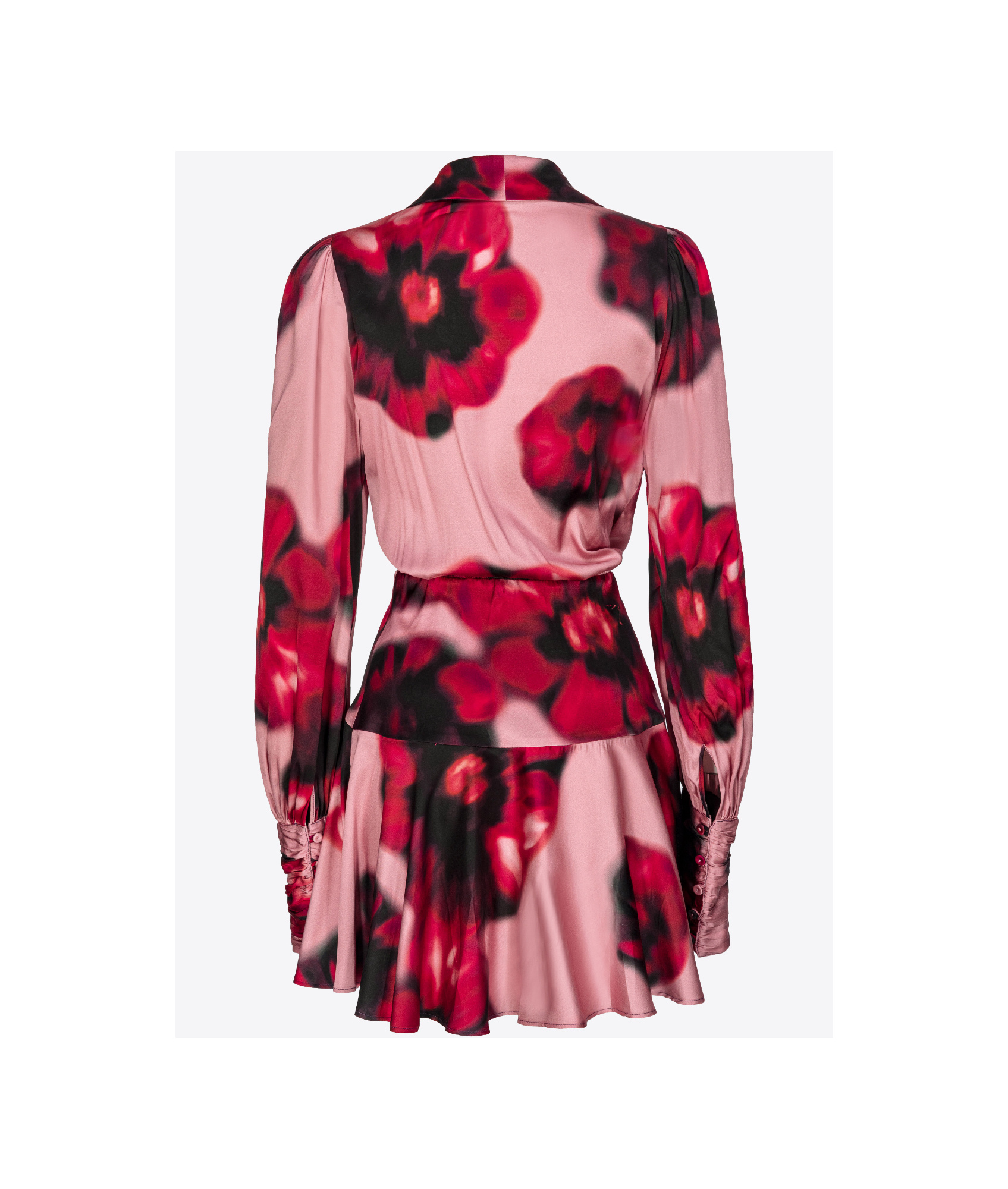 Pinko Plunging-neck Mini Dress With Floral Print In Pink