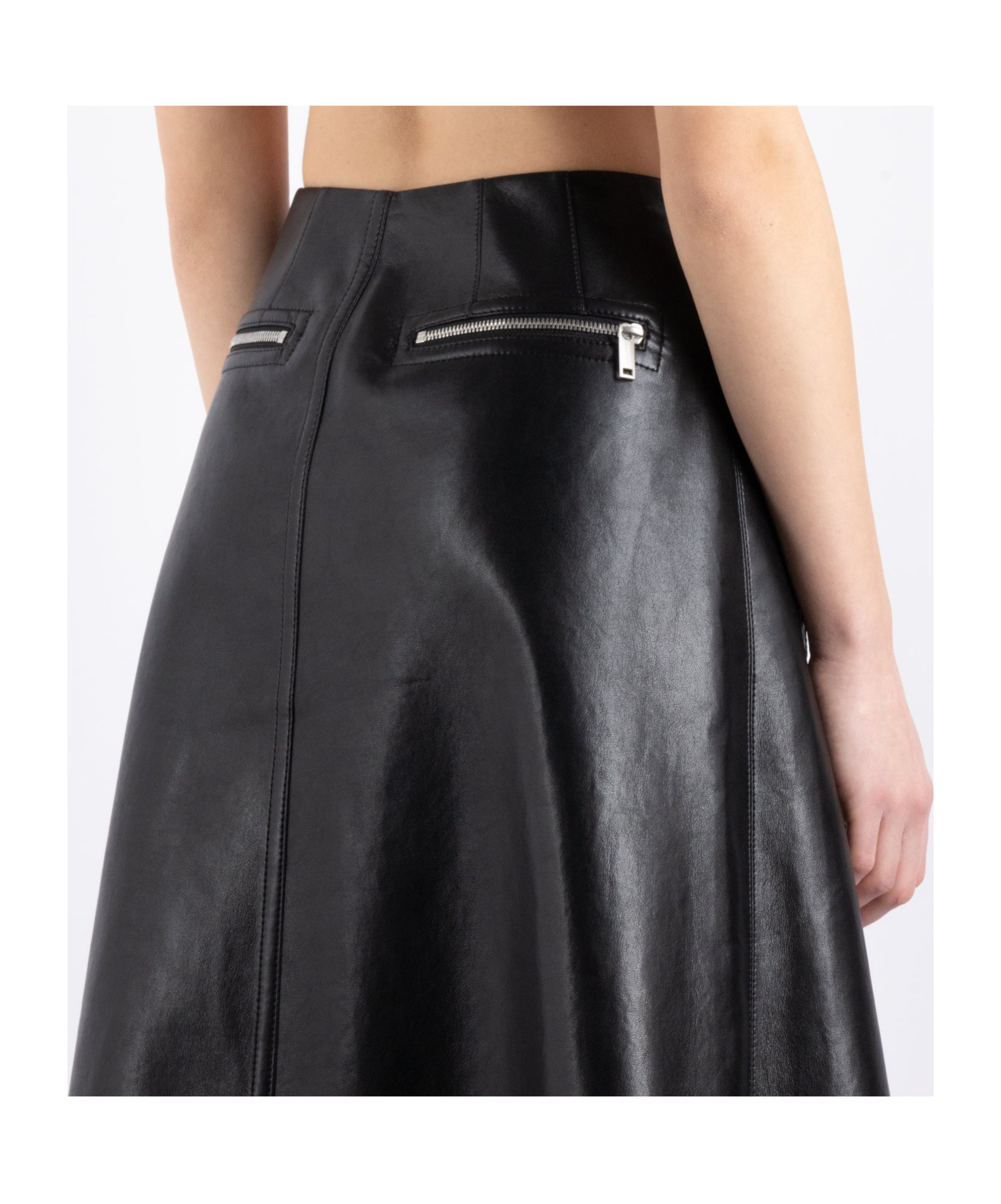 Nanushka Black Aleka Regenerated Leather Midi Skirt In Black