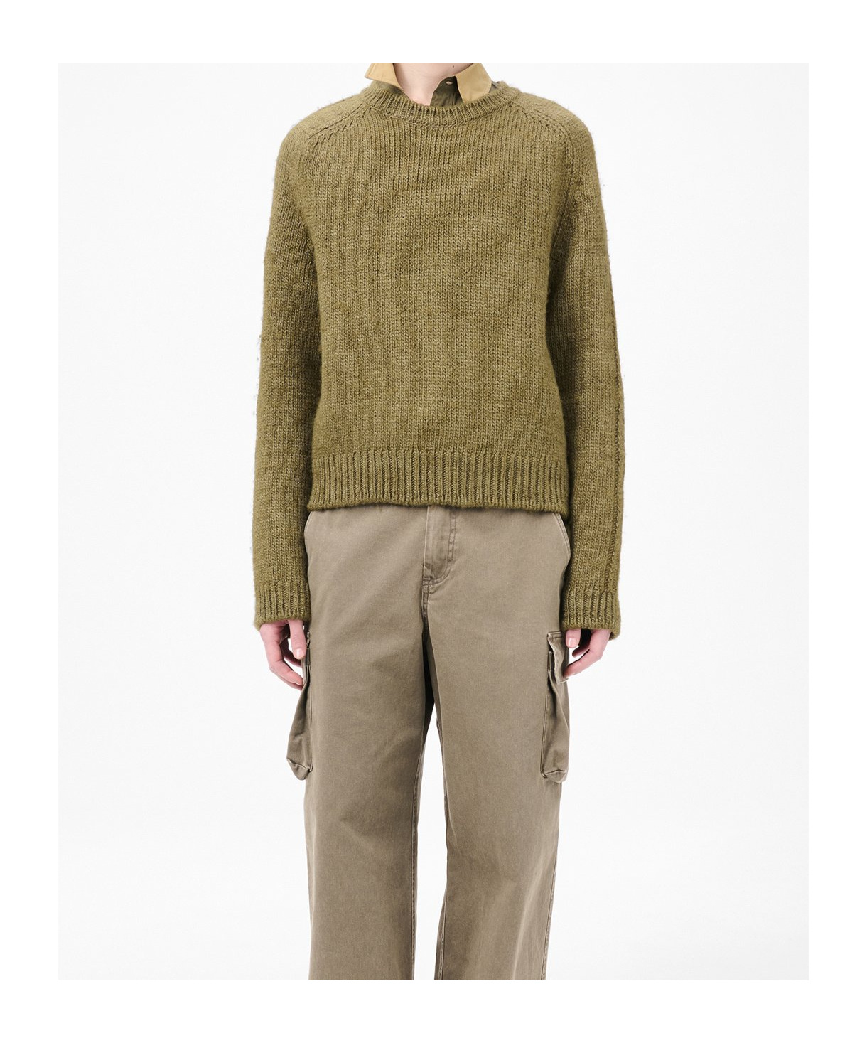 Our Legacy Textured Knit Crew Neck Sweater In Green