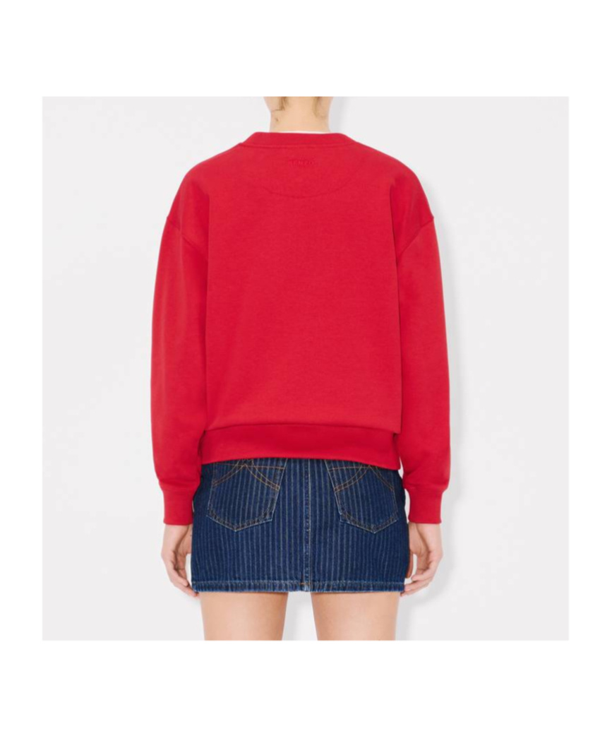 Kenzo Round-collar Long-sleeve Hoodie In Red