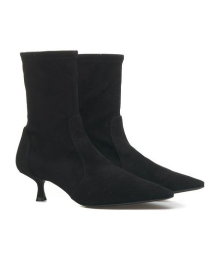 Stuart Weitzman Naomi Stretch Suede Ankle Booties In Black