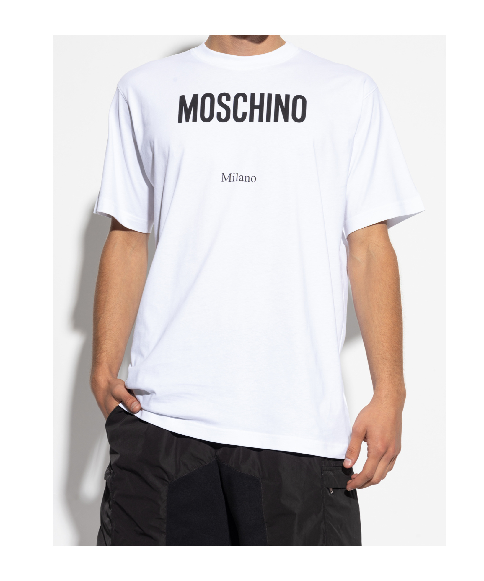 Moschino Cotton T-shirt With Contrasting Logo Detail In White