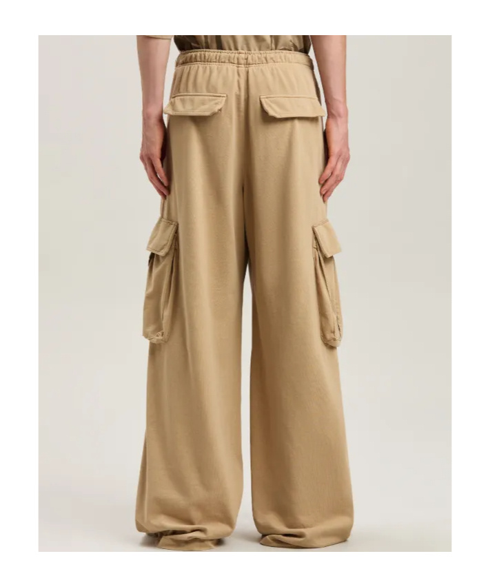 Palm Angels Corduroy Cotton Cargo Trousers In Nude