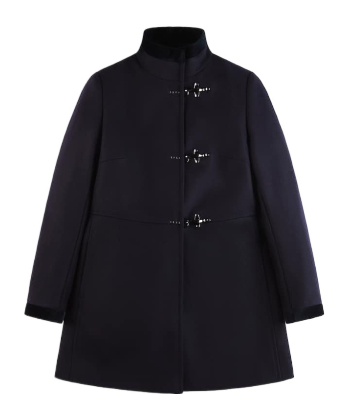 Fay Romantic Coat In Black In Soft Wool Blend Fabric In Black