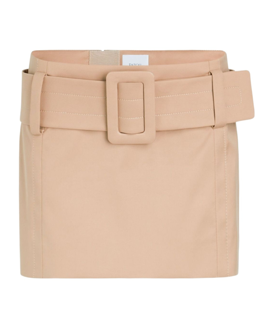 Patou Belted Organic-cotton Mini Skirt In Nude