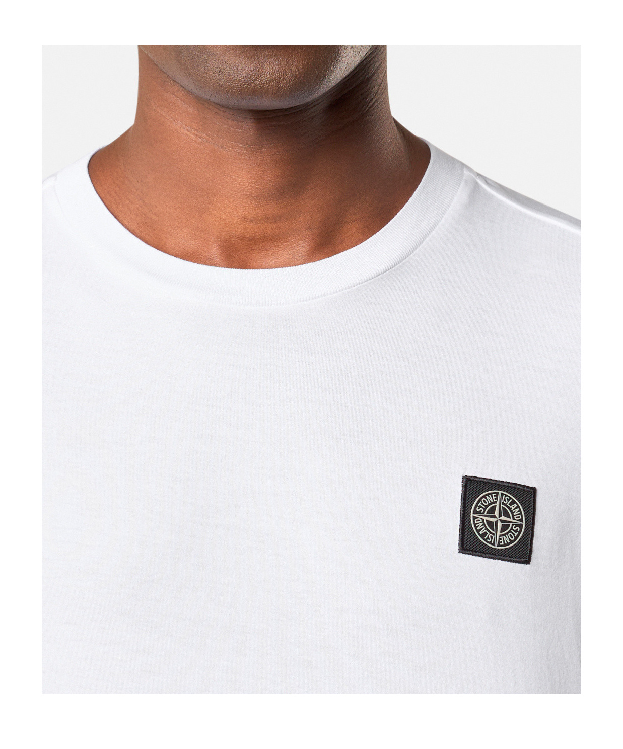 Stone Island Slim Fit Long Sleeve T-shirt With Compass Patch In White