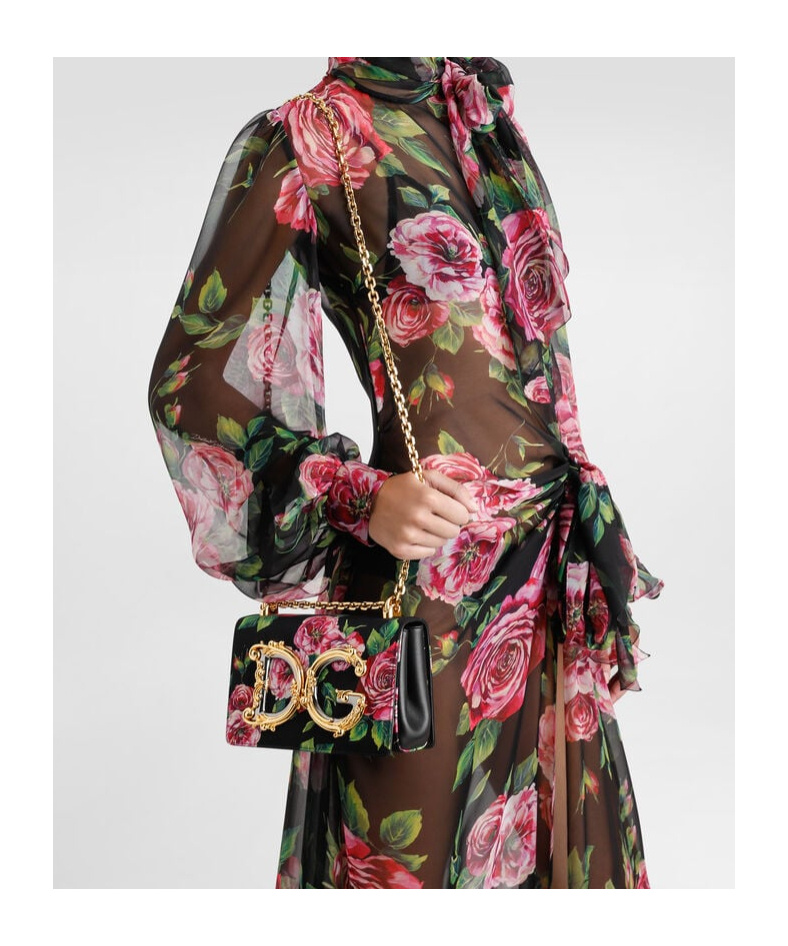 Dolce & Gabbana Floral Pattern Shoulder Bag In Nude