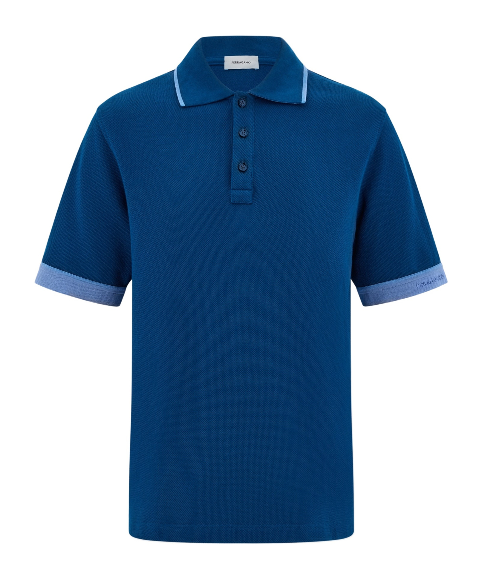 Ferragamo Polo Shirt With Contrasting Sleeve Detail In Blue