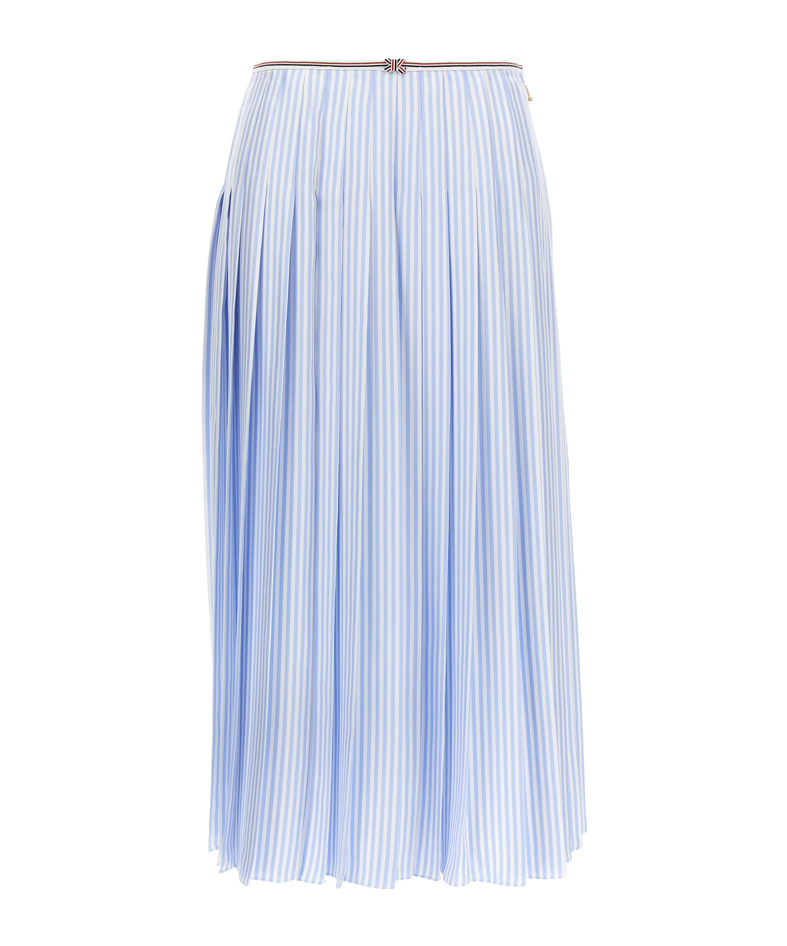 Thom Browne Awning Striped Poplin Funmix Pleated Skirt In Blue