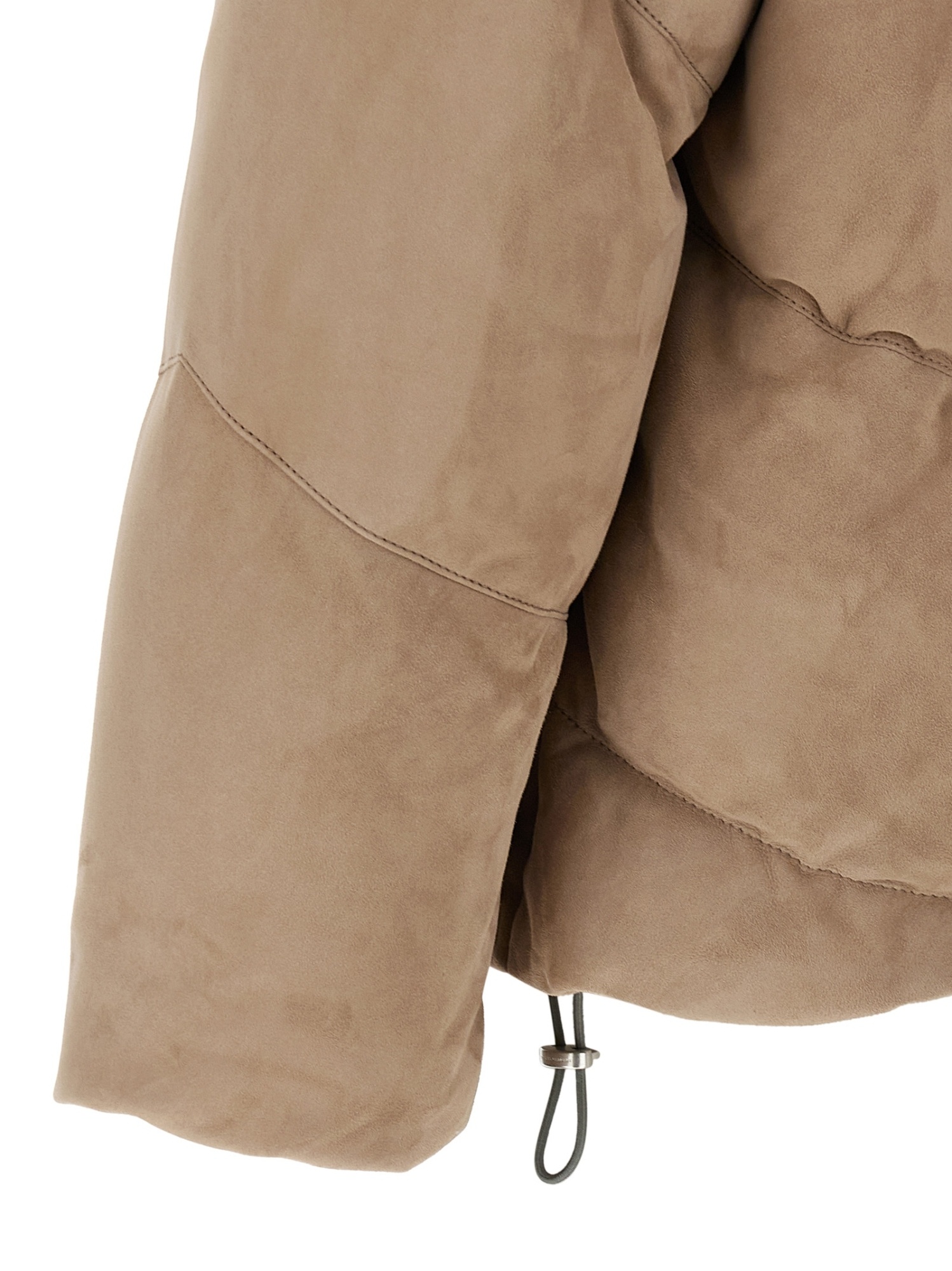 Brunello Cucinelli Suede Down Jacket Puffer Jackets Beige In Brown