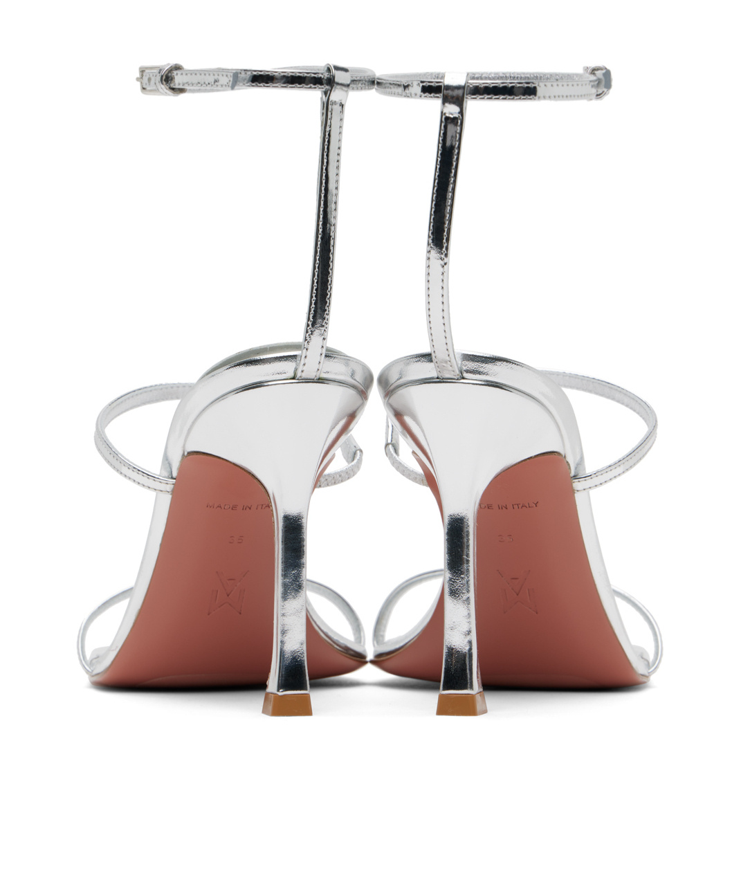 Amina Muaddi Maya 95mm Metallic Leather Sandals In White