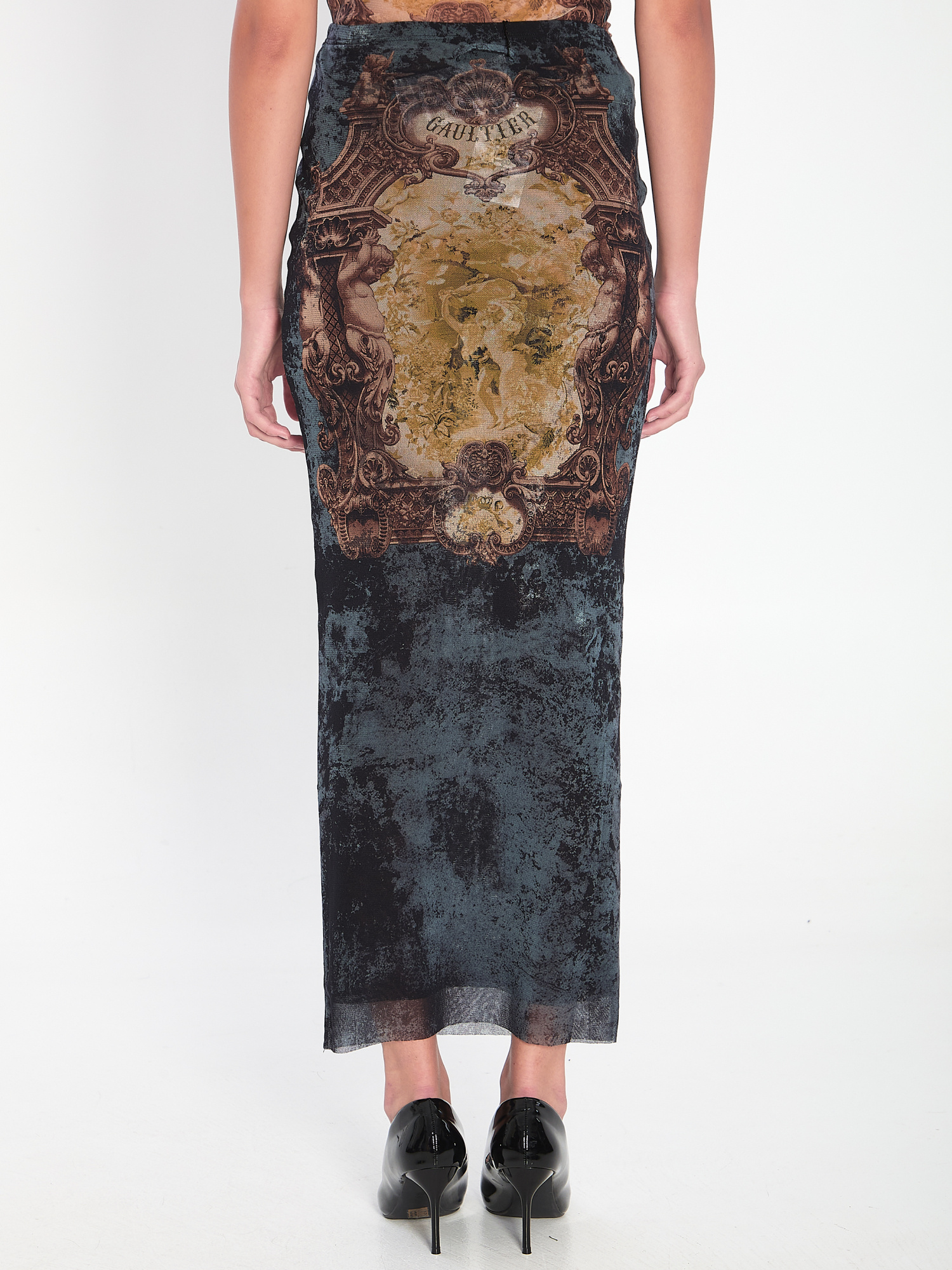 Jean Paul Gaultier Midi Skirt In Black