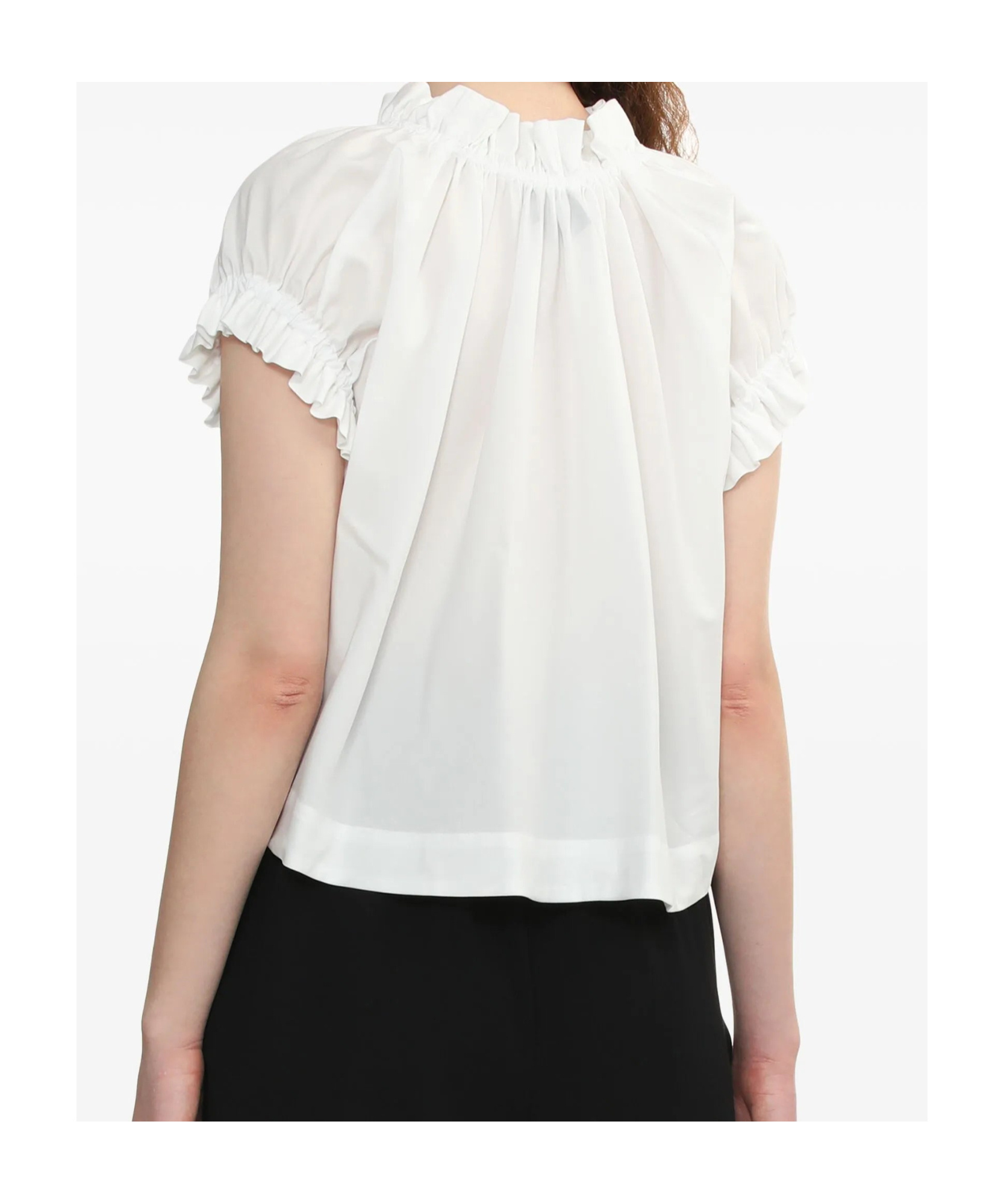 Simone Rocha Gathered Ruffle Top In White