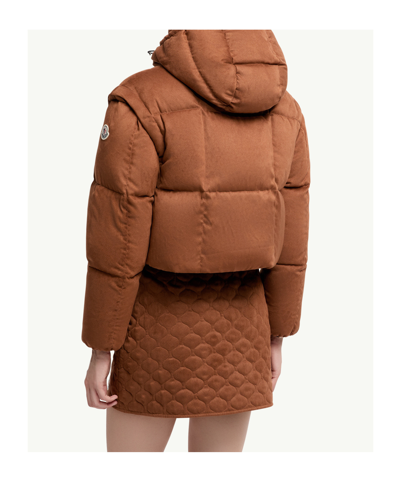 Moncler Paterne Convertible Short Down Jacket With Detachable Hood In Brown