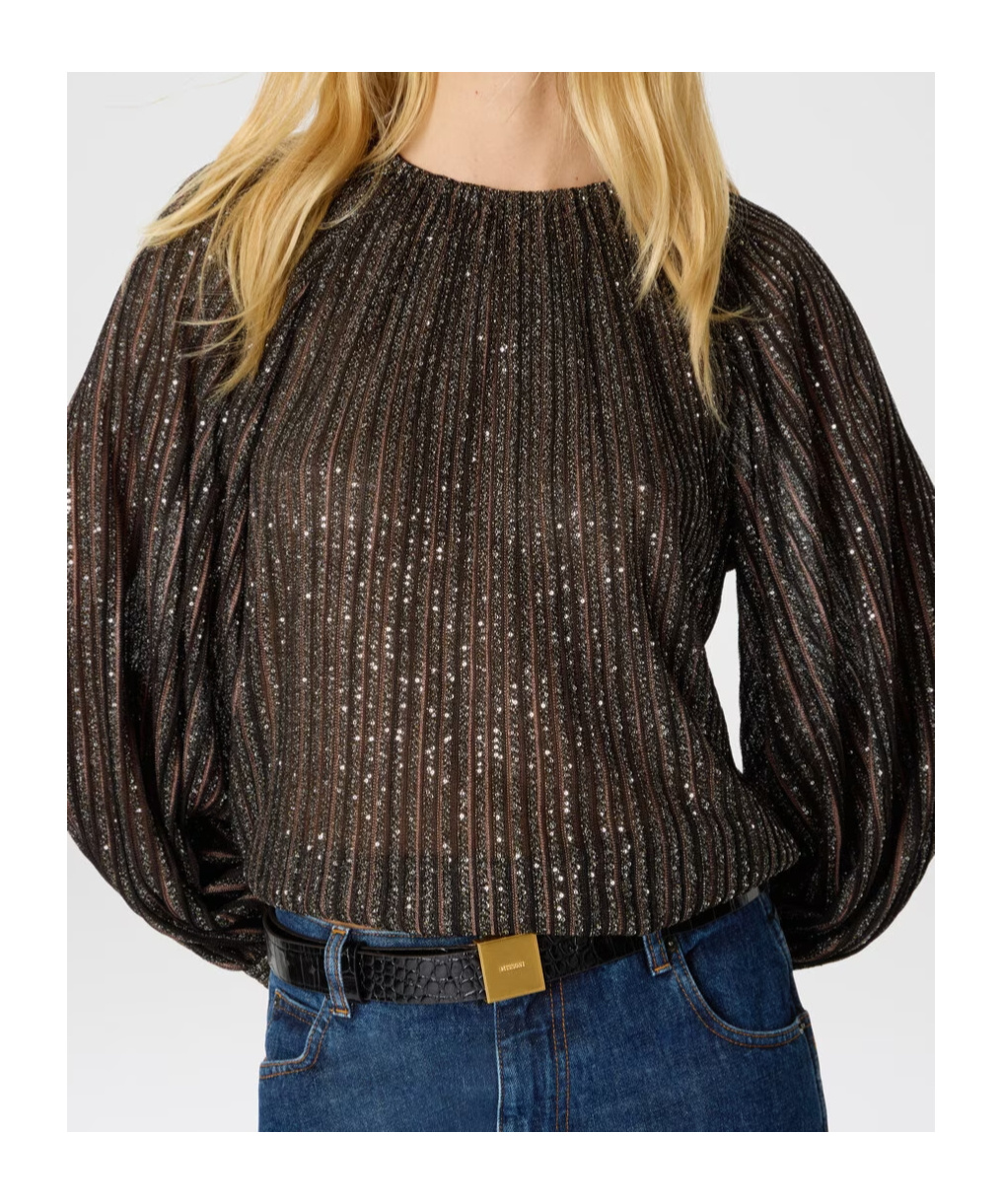 Missoni Striped Sequined Blouse In Brown