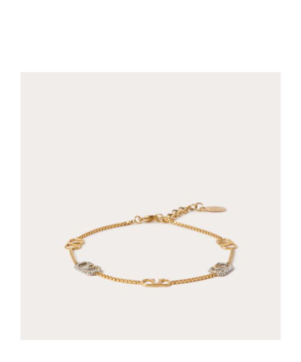 VALENTINO GARAVANI VLOGO SIGNATURE METAL AND SWAROVSKI CRYSTAL ANKLET