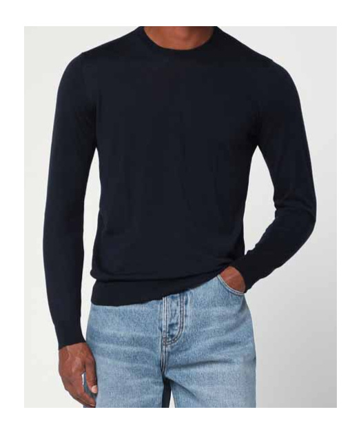 Drumohr Dark Grey Wool Crew-neck Sweater In Blue