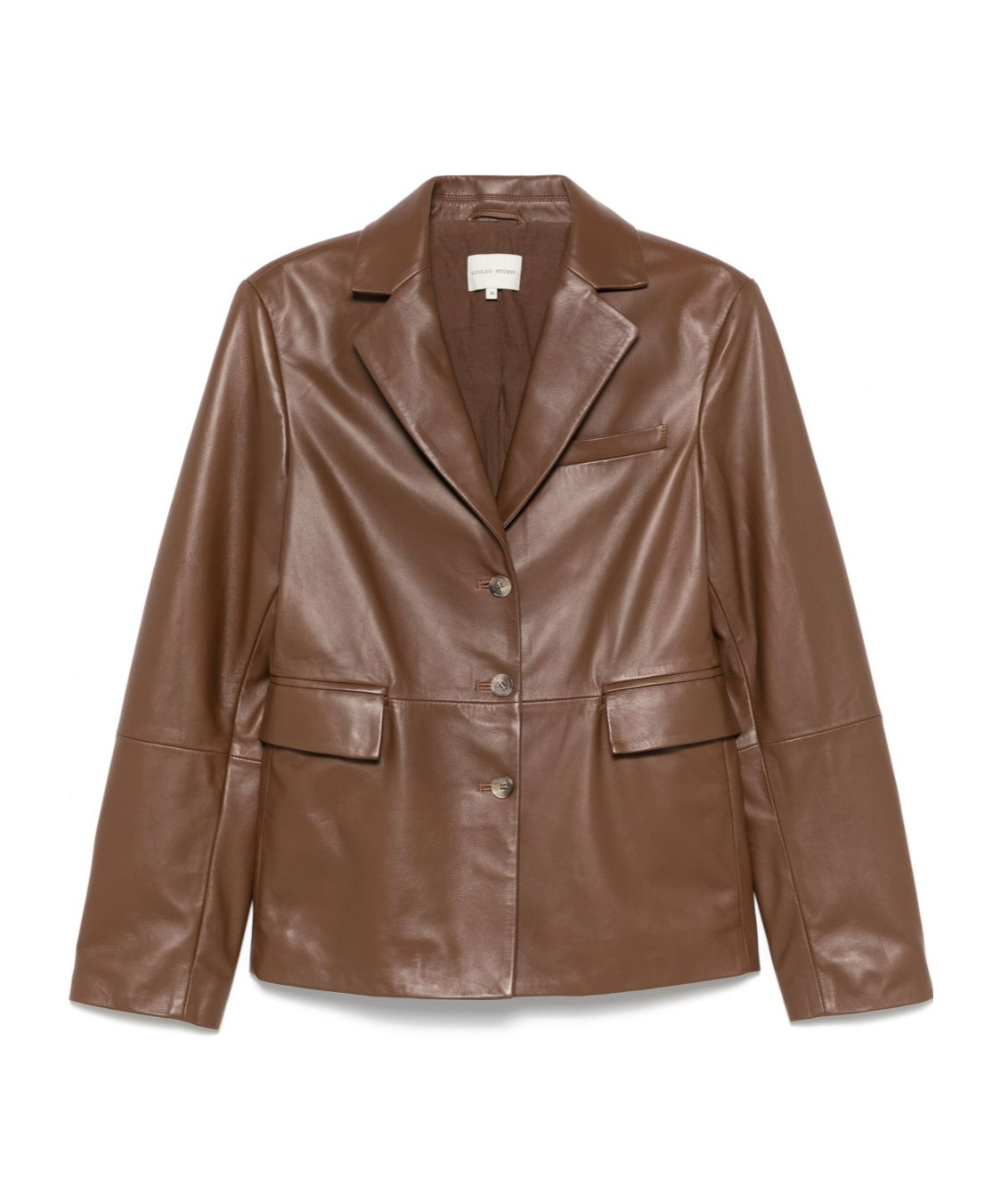 Loulou Studio Long-sleeved Leather Jacket In Brown