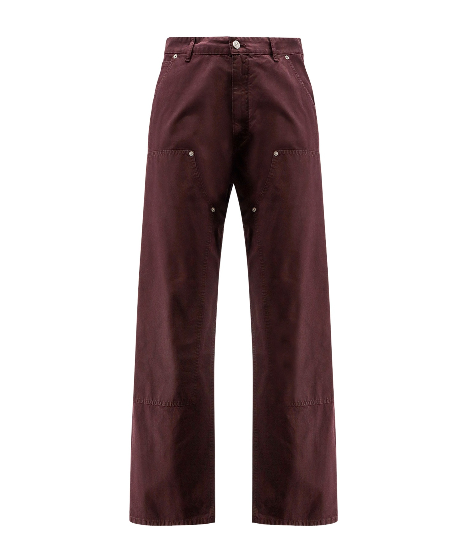 Mm6 Maison Margiela Denim Trousers Featuring Contrast Stitching In Burgundy