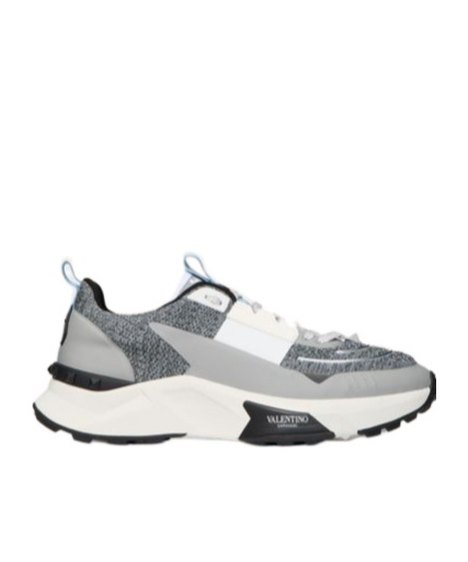 Valentino Garavani True Act Low Top Trainer In Mesh And Rubberised Fabric In Gray