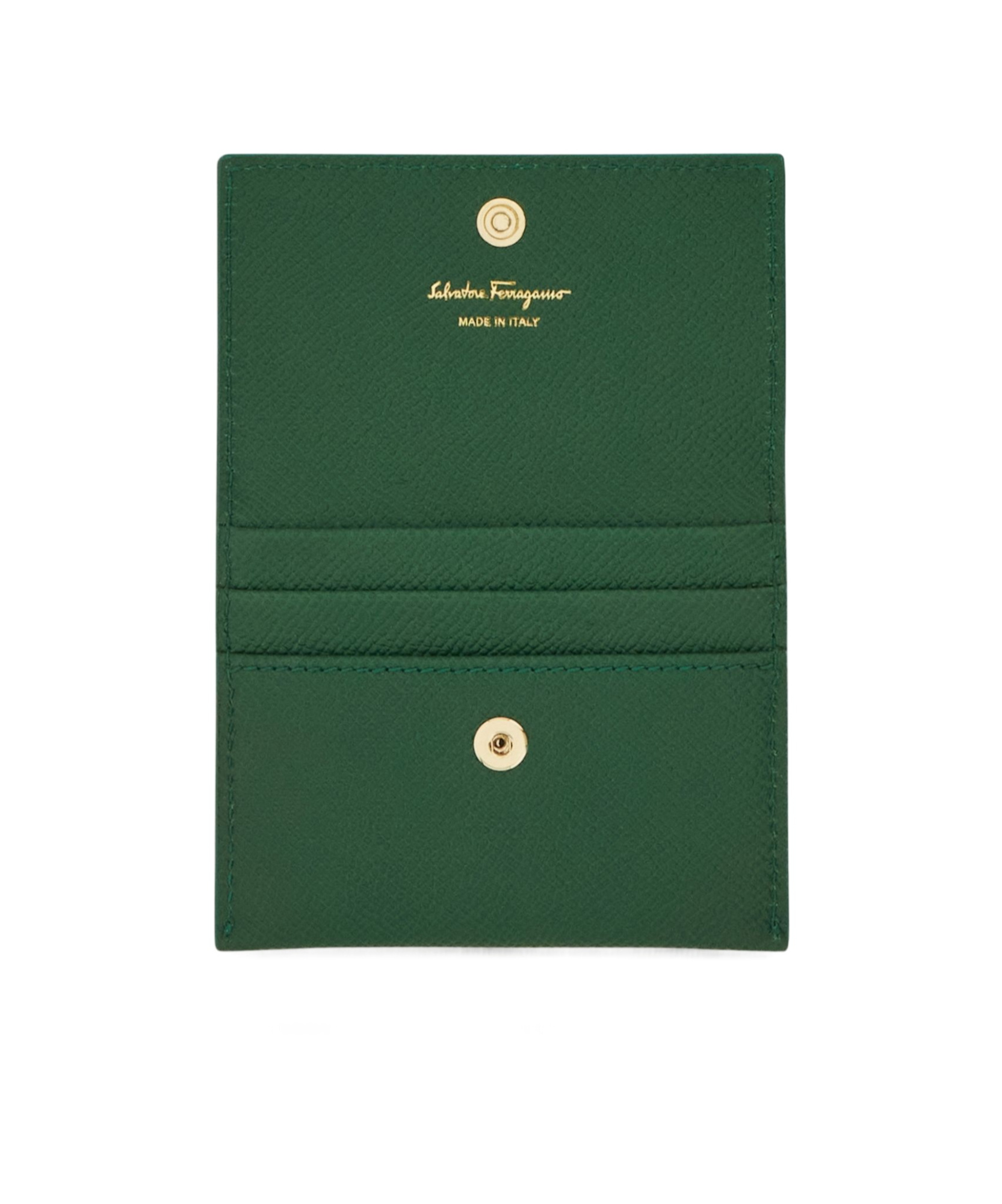 Ferragamo Gancini Tri-fold Wallet In Green