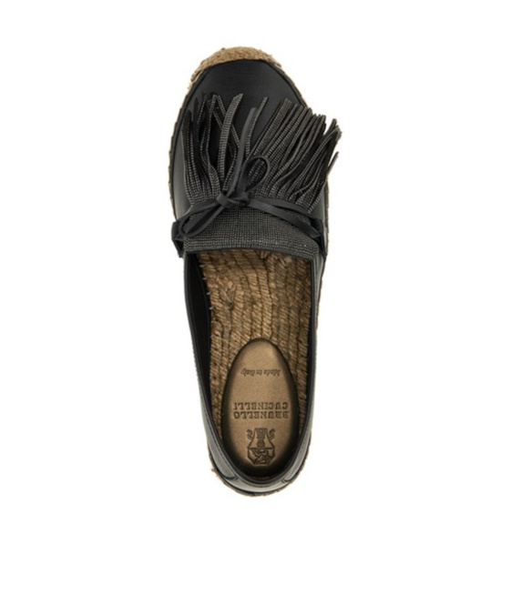 Brunello Cucinelli Black Fringed Espadrilles In Black