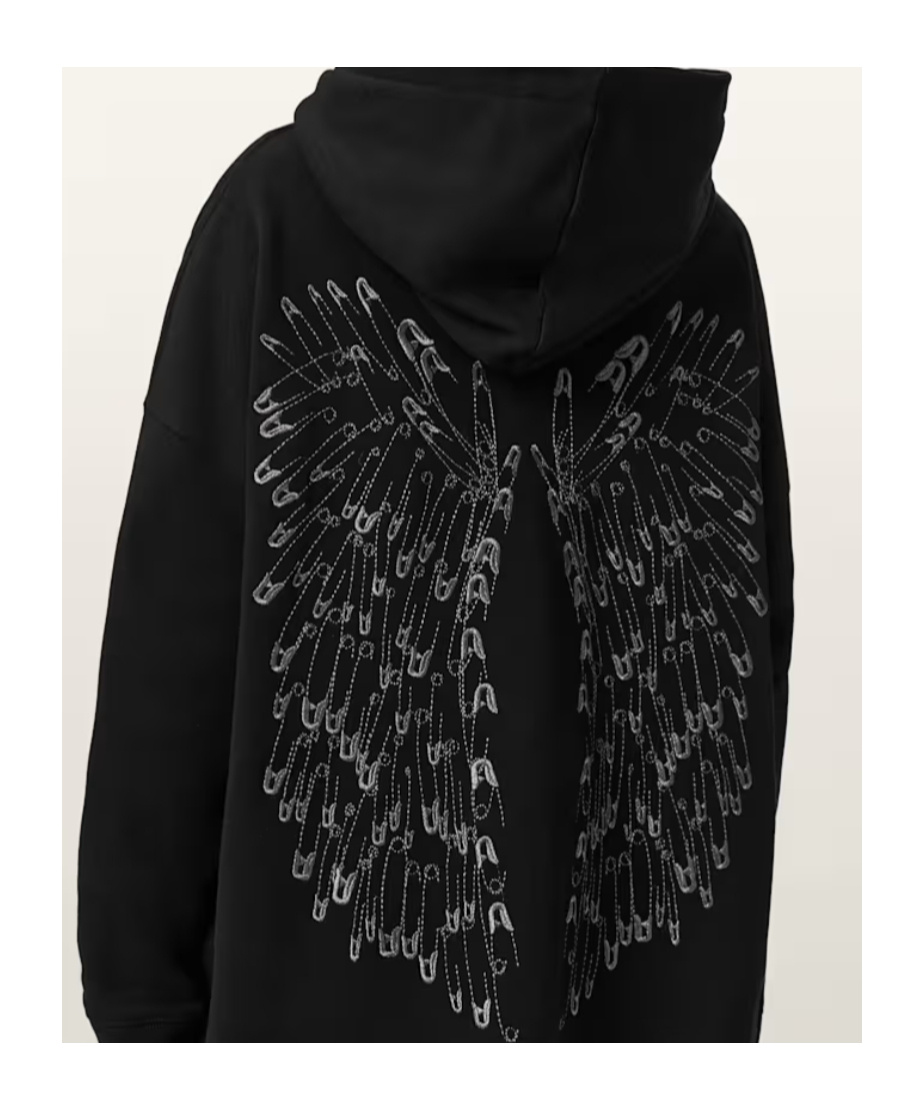 Allsaints Pins Oversized Ettienne Hoodie In Black